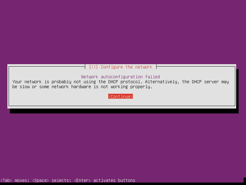 Confirm network autoconfiguration failed