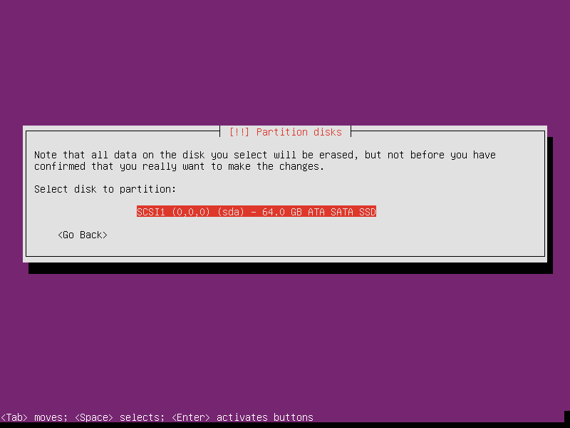 Select disk to partition