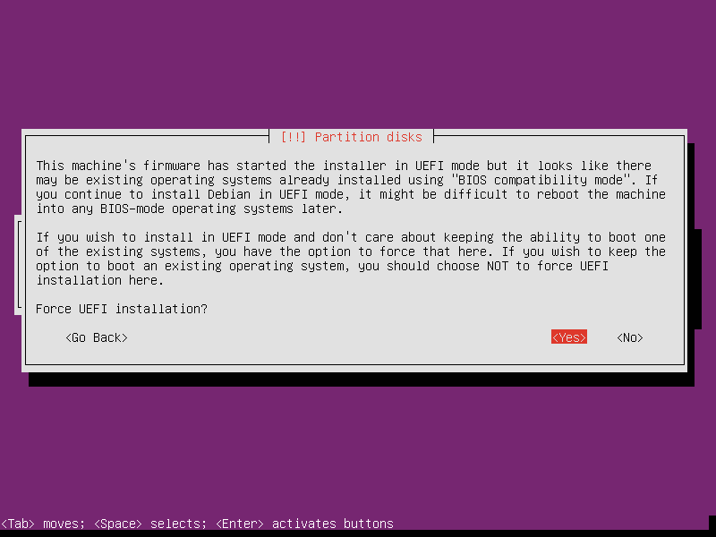 Force UEFI installation
